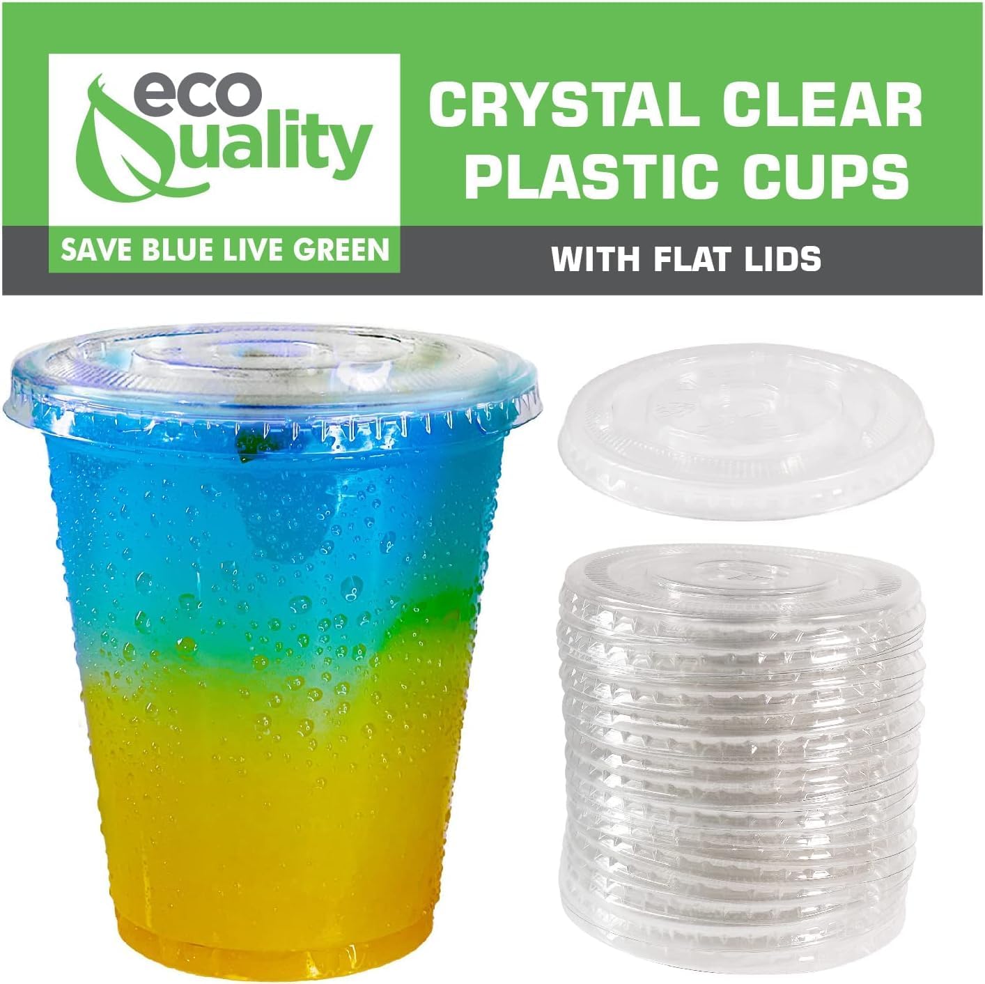 12oz Clear PLA Coffee Smoothies Cups with Flat Lids