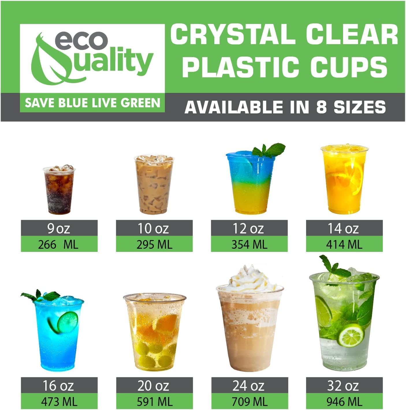 12oz Clear PLA Iced Coffee Smoothies No Lids Cups