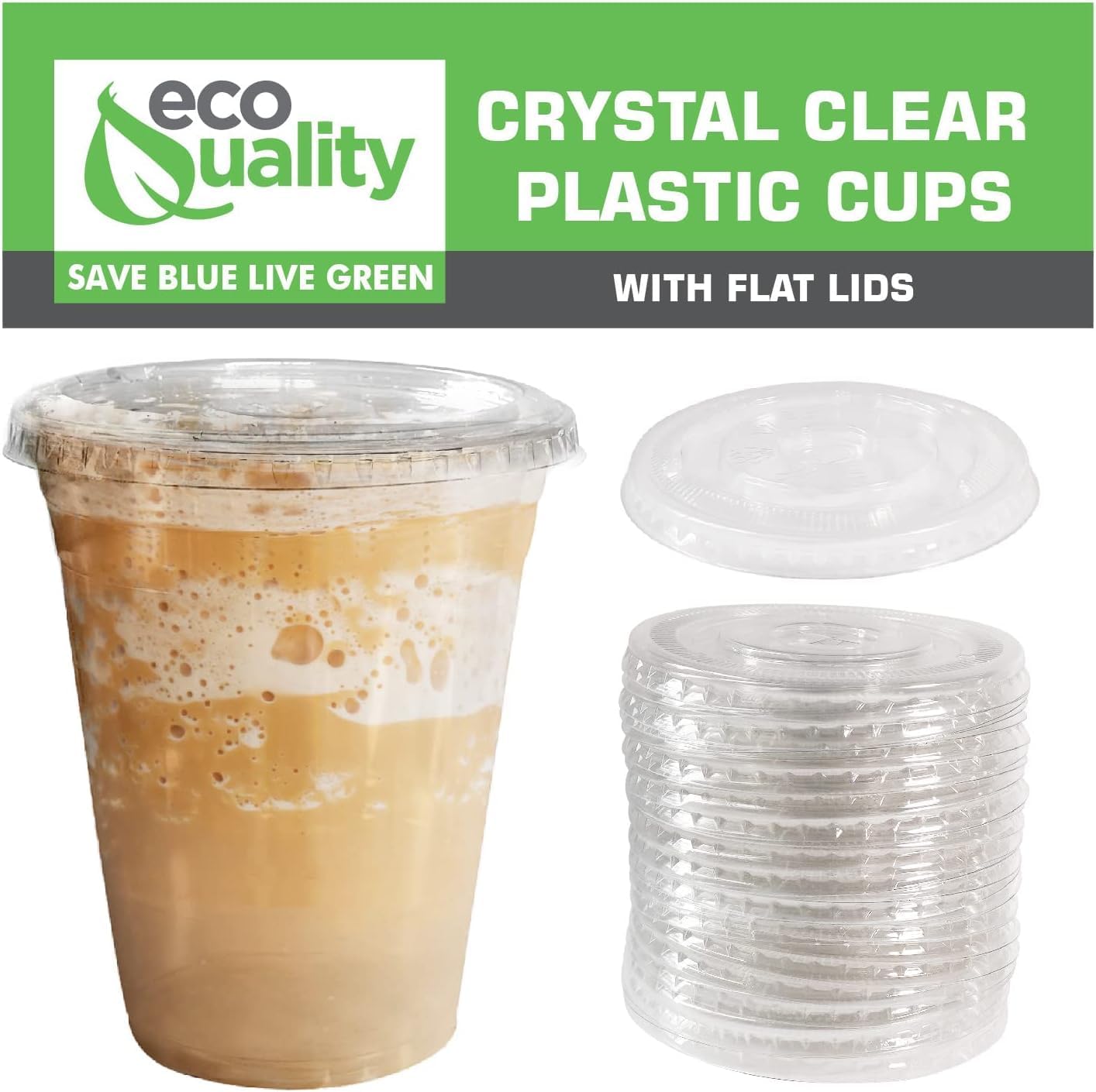 24oz Clear PLA Coffee Smoothies Cups with Flat Lids
