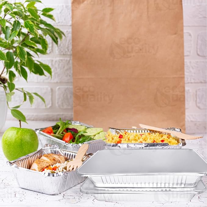 21 x 13 Disposable Aluminum Foil Full Size Deep Pans with Lids