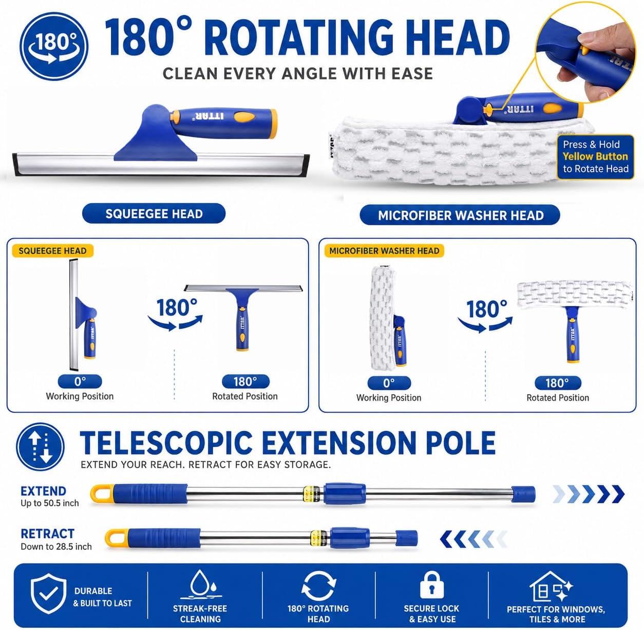 Ittar Window Squeegee Cleaning Kit Window Washing Equipment
