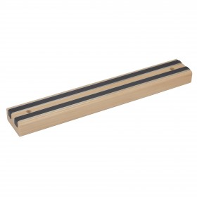 12" magnetic cutlery holder stanton trading features a durable hardwood finish with strong dual magnetic strips for secure knife storage. Designed for easy wall mounting, it provides a space-saving and organized solution for keeping knives and metal utensils within easy reach.