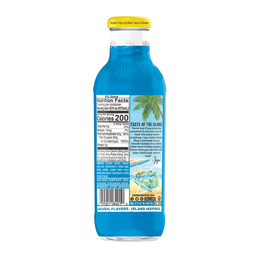 Calypso Ocean Blue Lemonade 16oz glass bottles