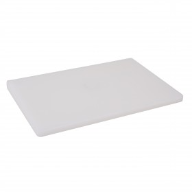 12" x 18" x 3/4" white plastic cutting board stanton trading made from durable, non-porous material, providing a hygienic and easy-to-clean surface for food preparation. Ideal for professional and home kitchens, it resists stains, odors, and deep knife grooves.