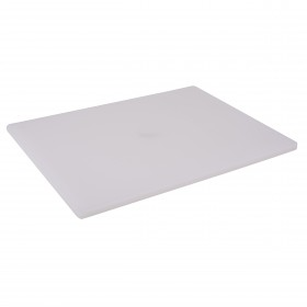 18" x 24" x 3/4" white plastic cutting board stanton trading ideal for professional and home kitchens. Made from non-porous, stain-resistant material, it offers durability and hygiene, preventing cross-contamination. Its generous size and thick construction provide a stable and reliable surface for chopping, slicing, and dicing various ingredients.