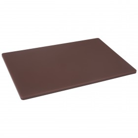 12" x 18" x 1/2" brown plastic cutting board stanton trading designed for safe and efficient food preparation. Made from durable, non-porous material, it resists stains and odors while preventing deep knife grooves. Ideal for both professional and home kitchens, it helps maintain hygiene by reducing cross-contamination.