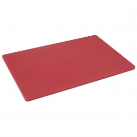 12" x 18" x 1/2" red plastic cutting board stanton trading designed for safe and efficient food preparation. Made from durable, non-porous material, it resists stains and odors while preventing deep knife grooves. Ideal for both professional and home kitchens, it helps maintain hygiene by reducing cross-contamination.