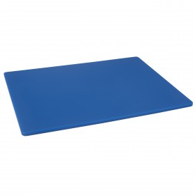 18" x 24" x 1/2" blue plastic cutting board stanton trading designed for professional and home kitchens. Made from durable, non-porous material, it resists stains, odors, and bacteria buildup. The color-coding helps prevent cross-contamination by designating specific boards for different food types. Lightweight yet sturdy, it provides a reliable surface for chopping, slicing, and dicing.