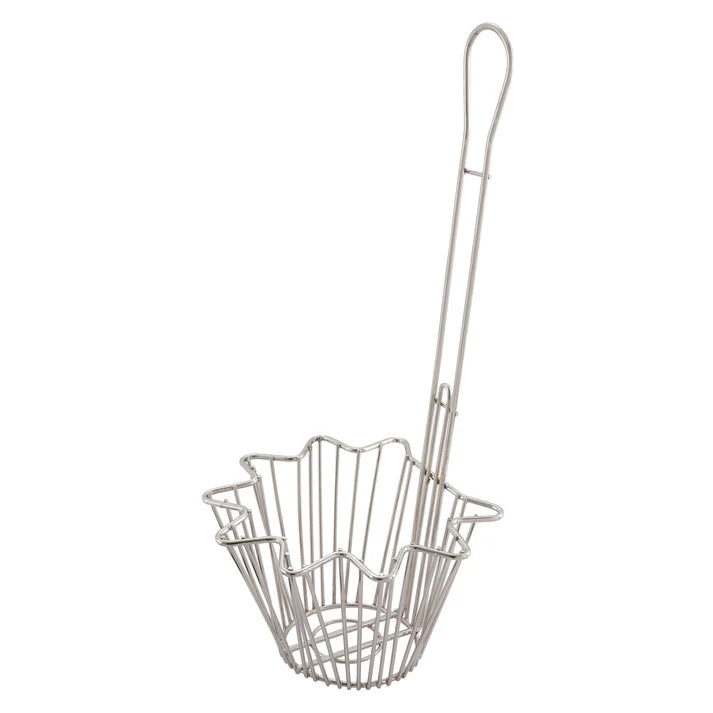Taco Salad Bowl Fry Basket 12/Pack is perfect for molding tortillas into an attractive bowl shape, this kitchen tool is a great addition to any fast-paced food service establishment. Built with a long handle, this salad bowl keeps your hands away from hot grease during cooking. This taco salad bowl basket is easy to clean, has a high temperature tolerance, and will endure heavy duty use.