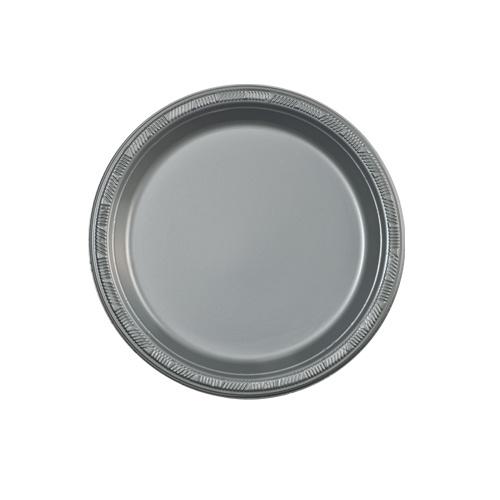 7" Disposable Plastic Plates in Red, White, Blue, Black, Gold, Silver, Pink, Light Blue, Hot Pink. Durable and leak-resistant, perfect for desserts, snacks, parties, catering, and everyday use.