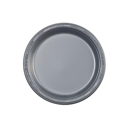 Silver plastic plates in 7", 9", and 10" sizes, perfect for weddings, anniversaries, corporate events, and parties. Durable, disposable, and elegant design for hassle-free dining and easy cleanup.