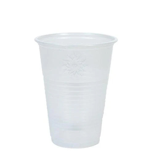 7 oz. translucent plastic cups in a twin stack. Durable, disposable, and perfect for serving water, juice, soda, and more. Great for parties, offices, events, and everyday use.
