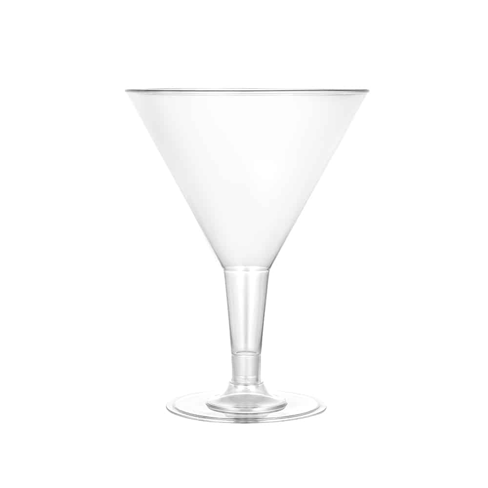 Elegant 7oz Martini Stemware for cocktails, weddings, and upscale events. Disposable yet stylish, these plastic martini glasses are perfect for martinis, cosmopolitans, and mixed drinks without cleanup hassle.