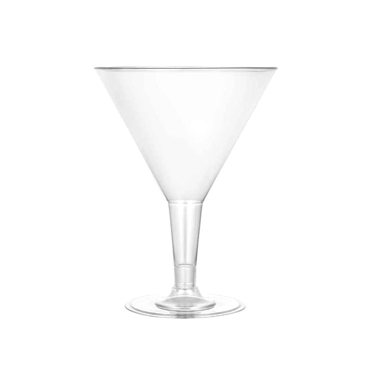 Elegant 7oz Martini Stemware for cocktails, weddings, and upscale events. Disposable yet stylish, these plastic martini glasses are perfect for martinis, cosmopolitans, and mixed drinks without cleanup hassle.
