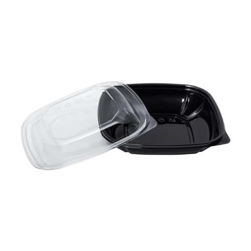 Square Disposable Plastic Salad Bowl with Clear Dome Lids