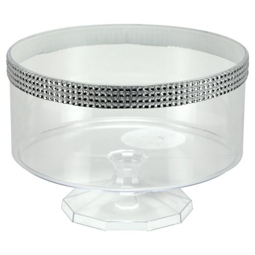80oz Trifle Bowl with Jewel Accent – Elegant plastic dessert bowl for trifles, layered desserts, fruit salads, and more. Perfect for weddings, parties, and special events. Durable and easy to clean.
