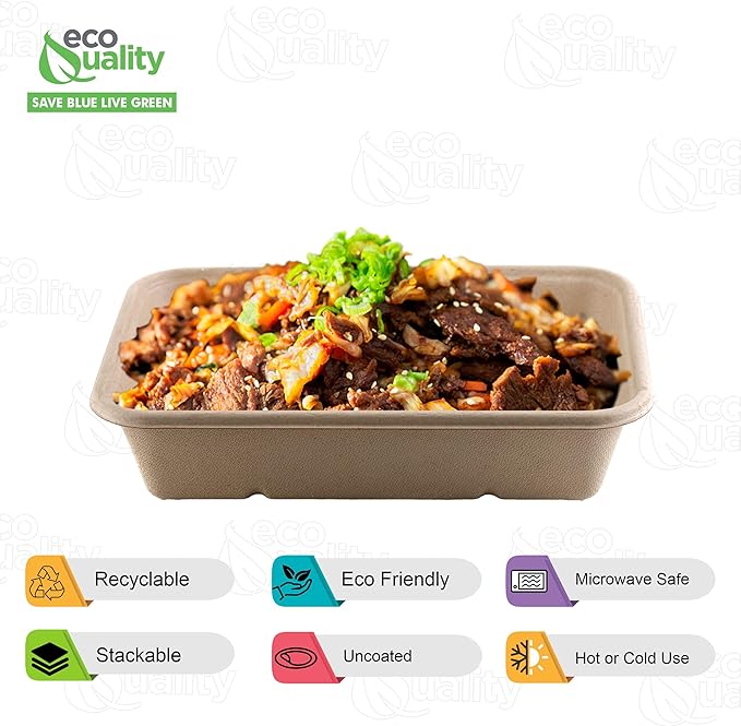 Compostable Rectangular Sugarcane Container Bowl