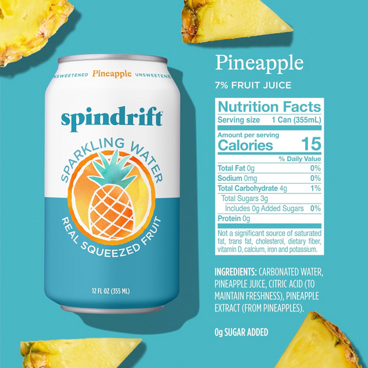16oz Spindrift Sparkling Water Pineapple Flavor Drink
