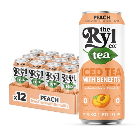 16oz Ryl Peach Iced Tea Antioxidant Blend Zero Sugar Drink