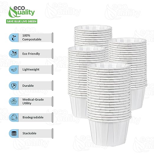 Disposable White Paper Medicine Cup with Rolled Rim