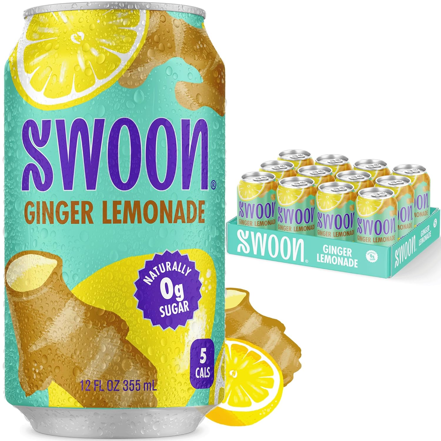 12oz Swoon Ginger Lemonade Zero Sugar Refreshing Drink