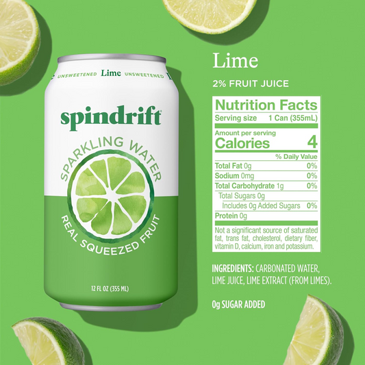16oz Spindrift Sparkling Water Lime Flavor Drink