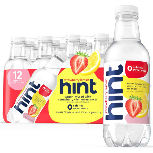 Hint Strawberry Lemon Water 12oz bottles pack of 16