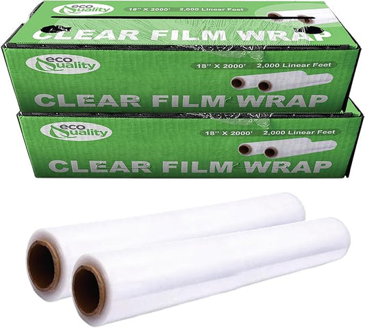 18in x 2000ft Plastic Film Roll Food Service Wrap with Cutter Box