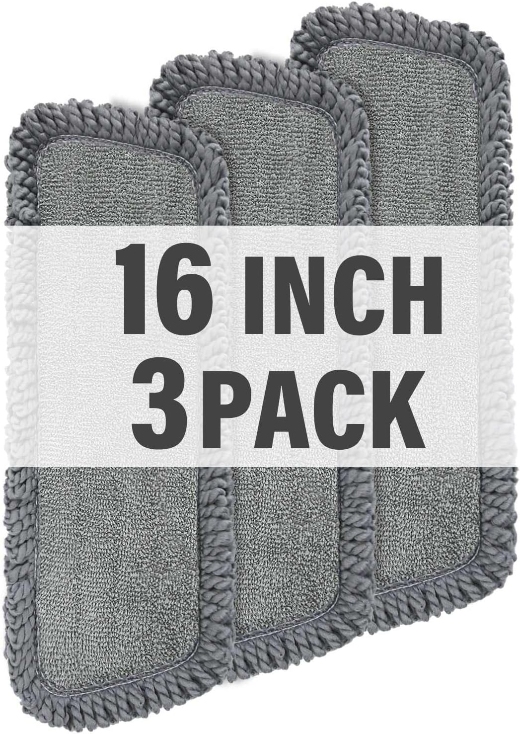 16.5 Inch Microfiber Mop Pads Refills, 3 Pack Reusable Replacement Heads