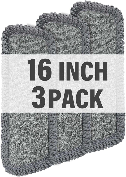 16.5 Inch Microfiber Mop Pads Refills, 3 Pack Reusable Replacement Heads