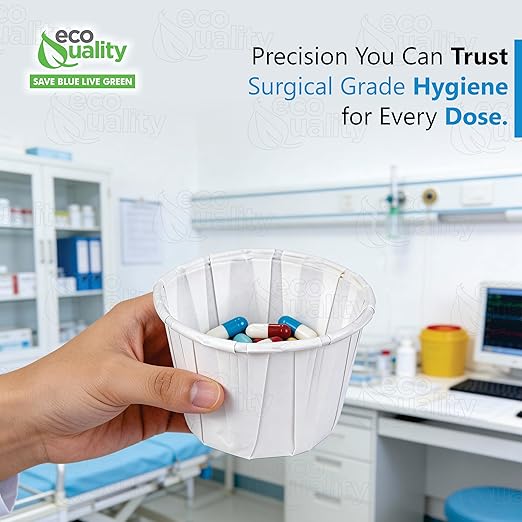 Disposable White Paper Medicine Cup with Rolled Rim