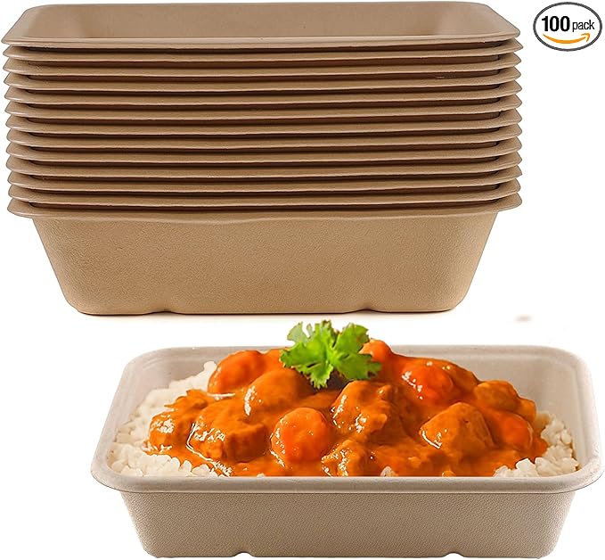 Compostable Rectangular Food Containers with Lids