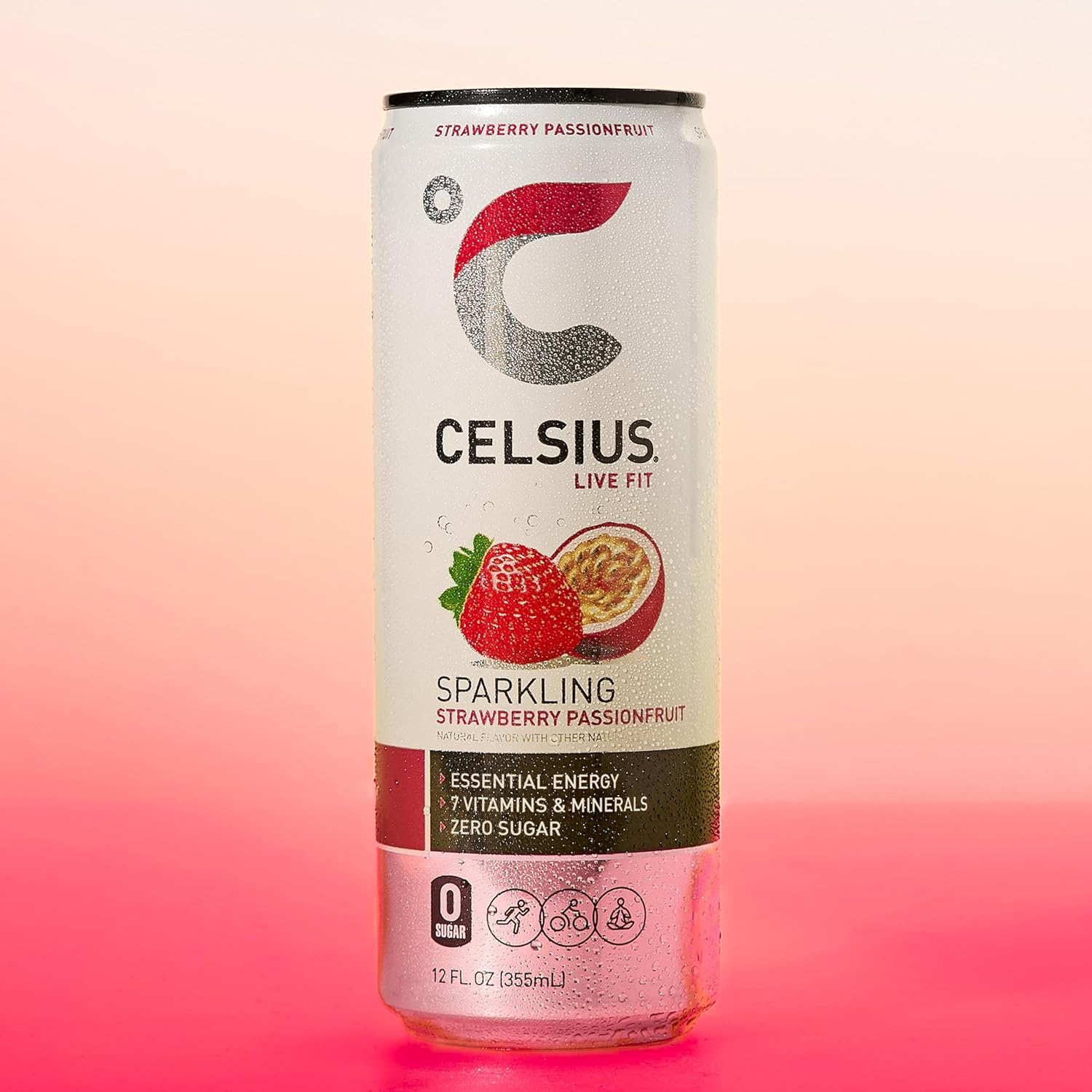 12oz Celsius Original Sparkling Strawberry Passion Fruit Energy Drink