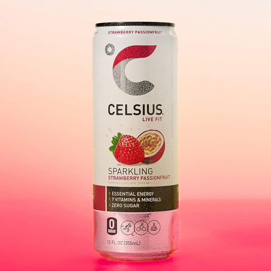 12oz Celsius Original Sparkling Strawberry Passion Fruit Energy Drink