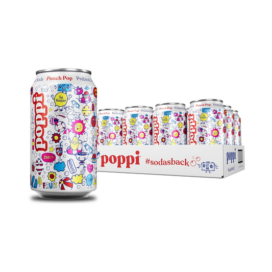 12oz Poppi Punch Pop Prebiotic Sparkling Low Sugar Soda Drink