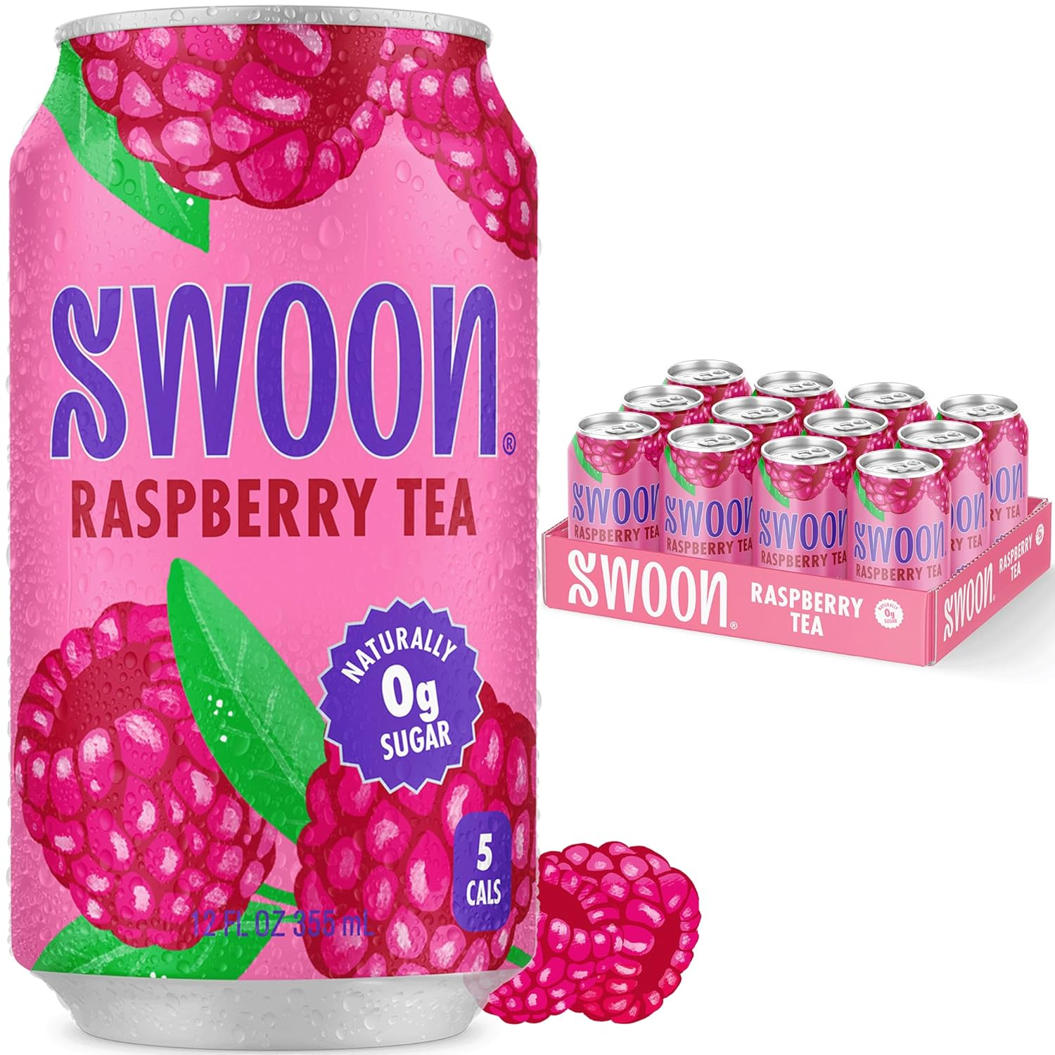 12oz Swoon Raspberry Tea Zero Sugar Refreshing Drink