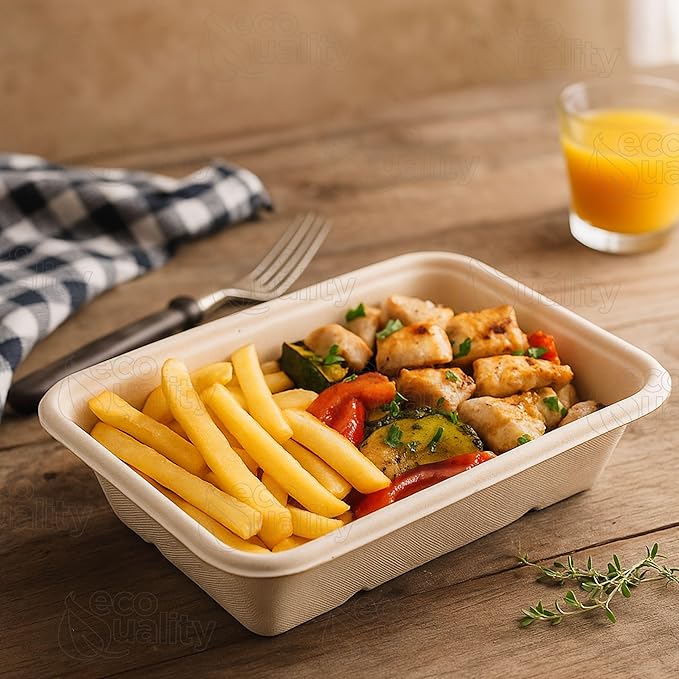 Compostable Rectangular Food Containers with Lids