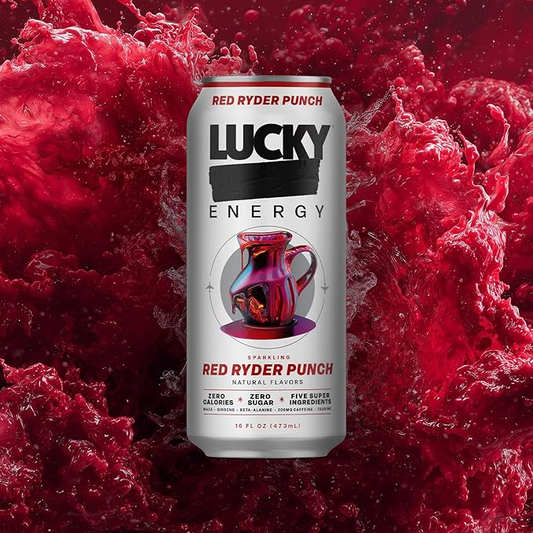 16oz Lucky Energy Sparkling Red Rider Punch Can Drink