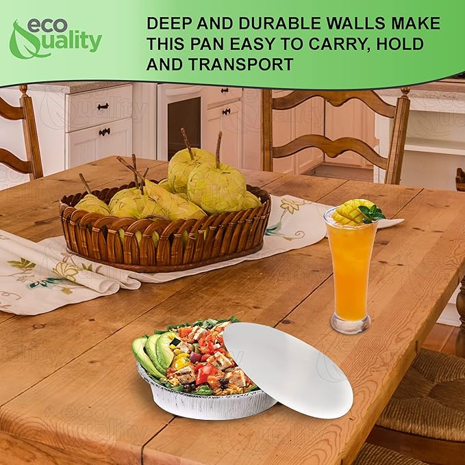 Disposable Round Aluminum Foil Takeout Pans with Flat Board Lids