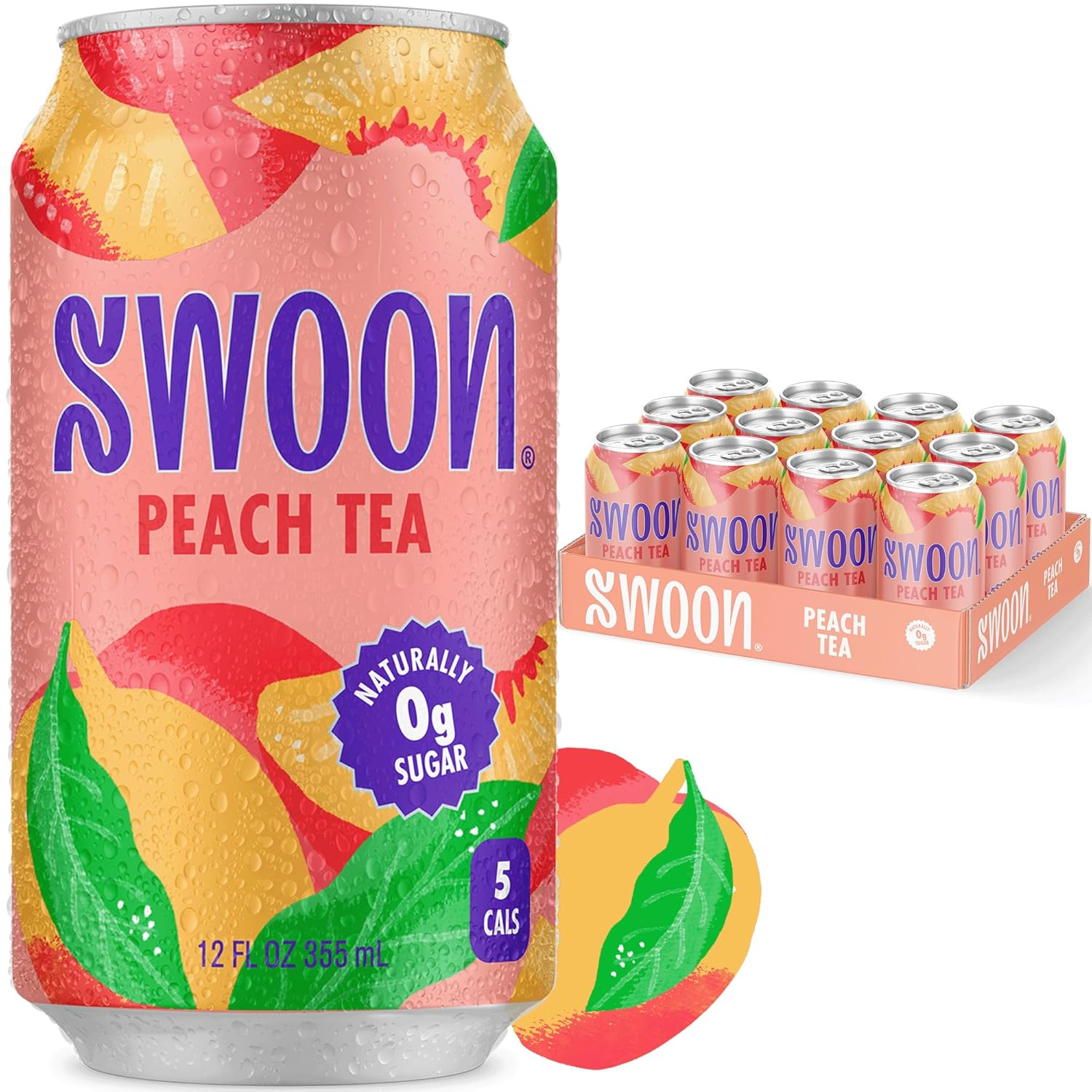 12oz Swoon Peach Tea Zero Sugar Refreshing Drink