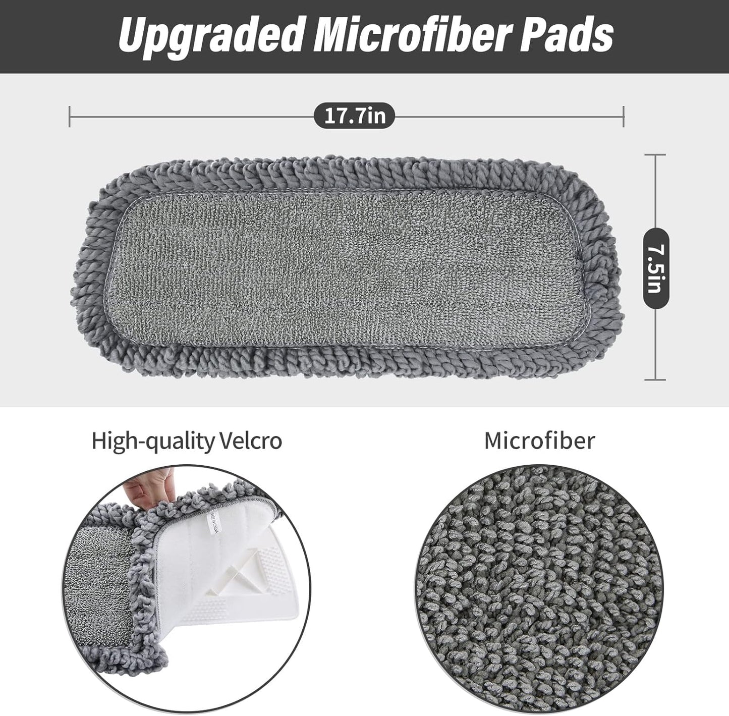 16.5 Inch Microfiber Mop Pads Refills, 3 Pack Reusable Replacement Heads