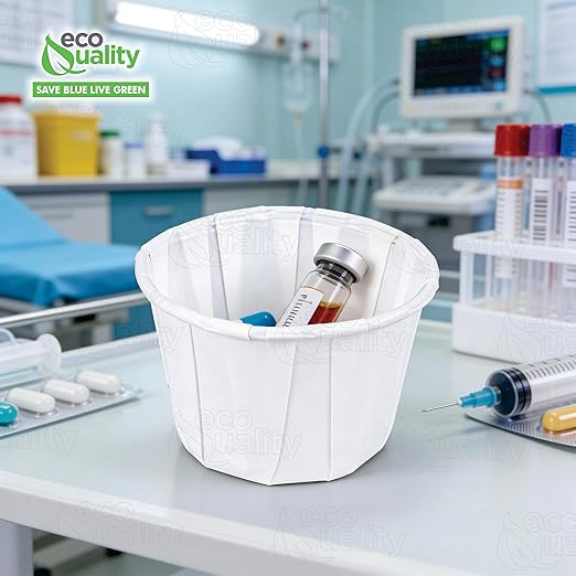 Disposable White Paper Medicine Cup with Rolled Rim