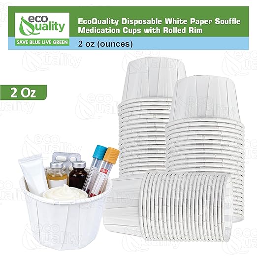 Disposable White Paper Medicine Cup with Rolled Rim