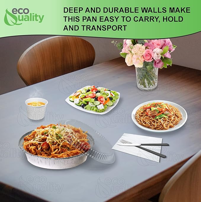 Disposable Round Aluminum Foil Takeout Pans with Clear Dome Lids