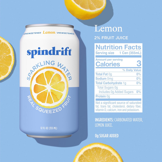 16oz Spindrift Sparkling Water Lemon Flavor Drink