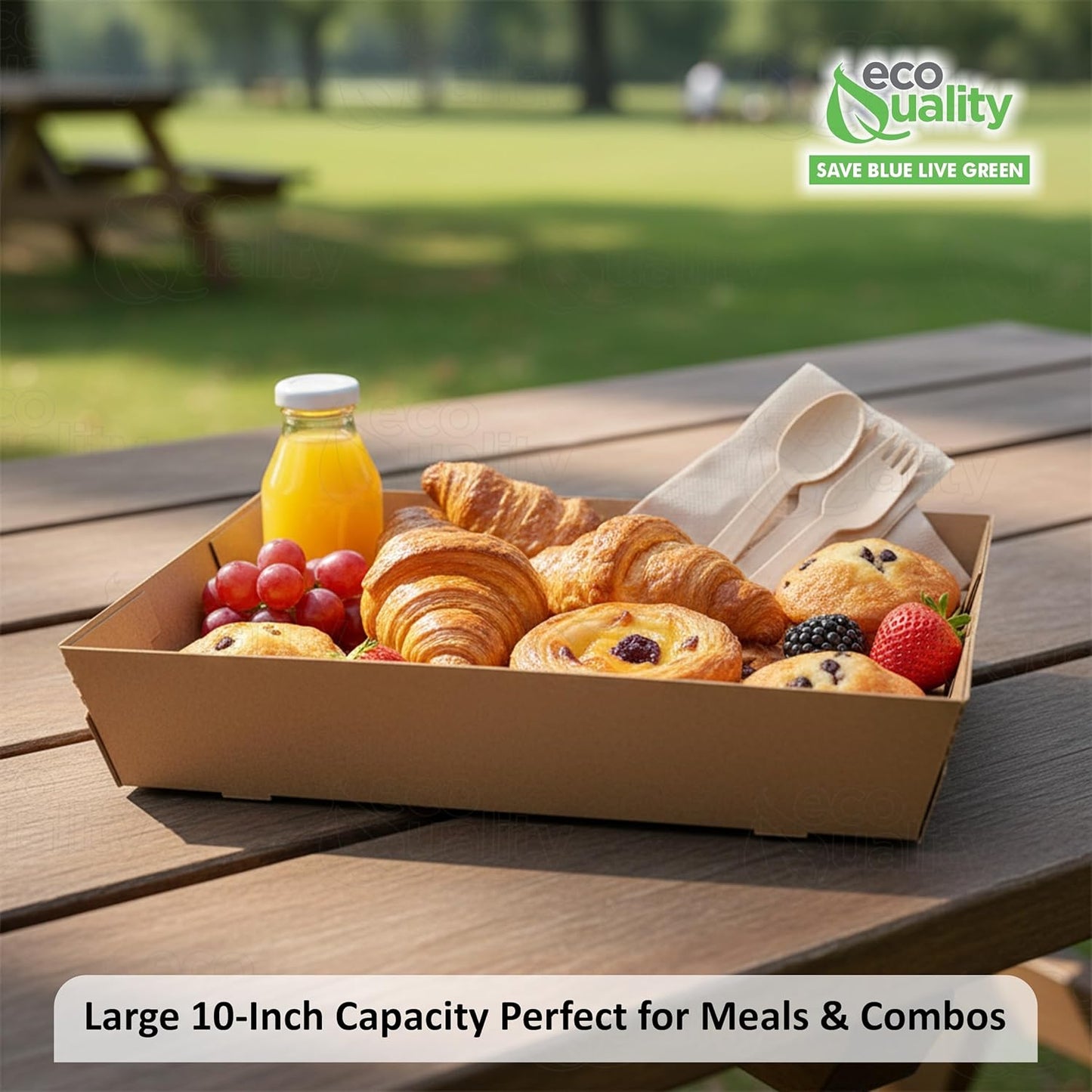 10 x 6.75 x 2.5 Inches Recycled Kraft Paper 4 Corner Pop Up Stadium Tray