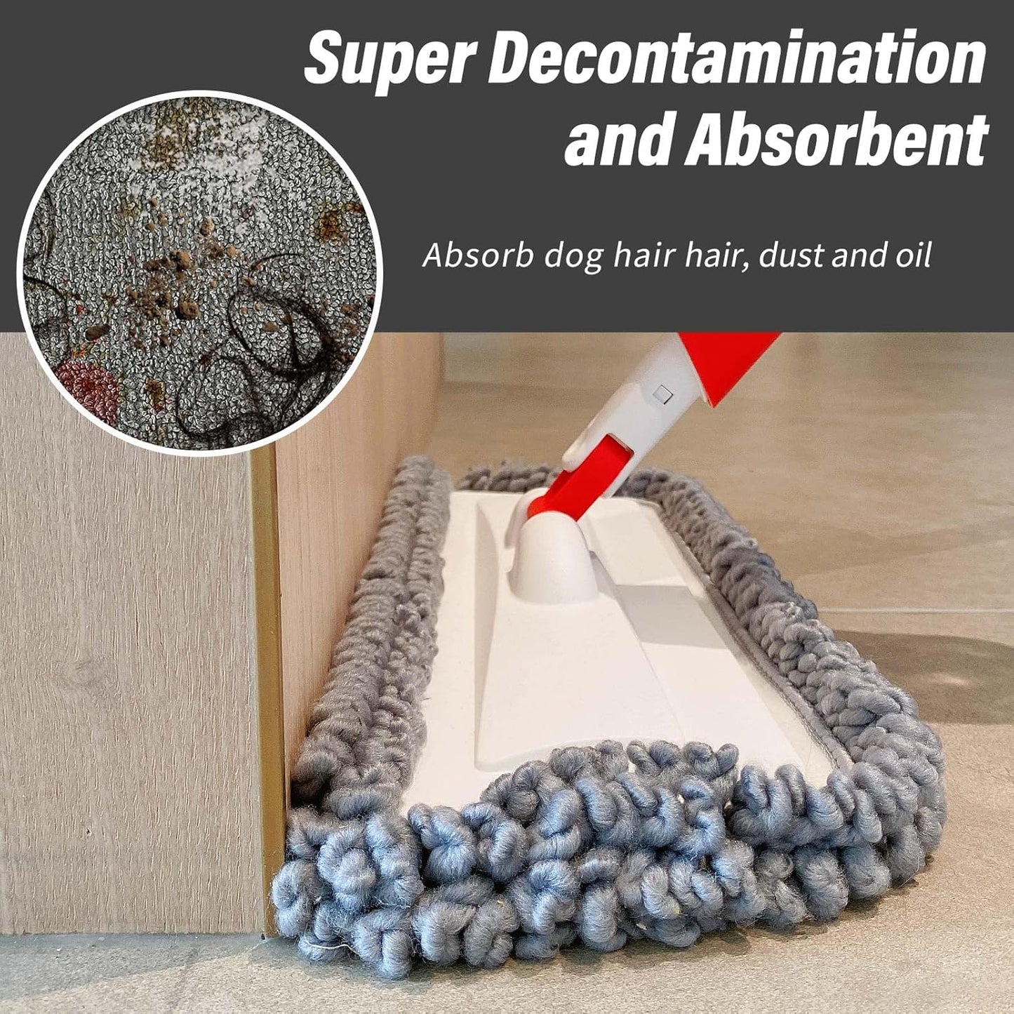 16.5 Inch Microfiber Mop Pads Refills, 3 Pack Reusable Replacement Heads