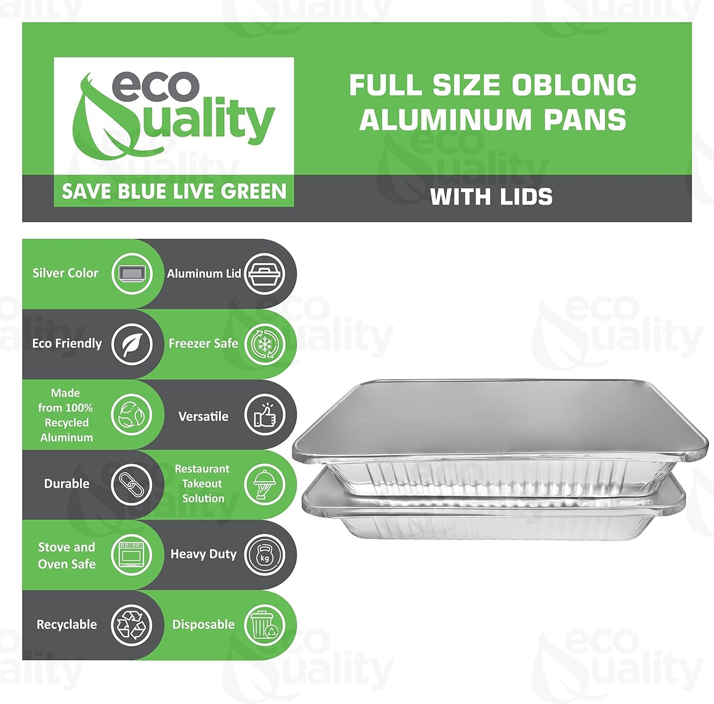21 x 13 Disposable Aluminum Foil Full Size Shallow Pans with Lids