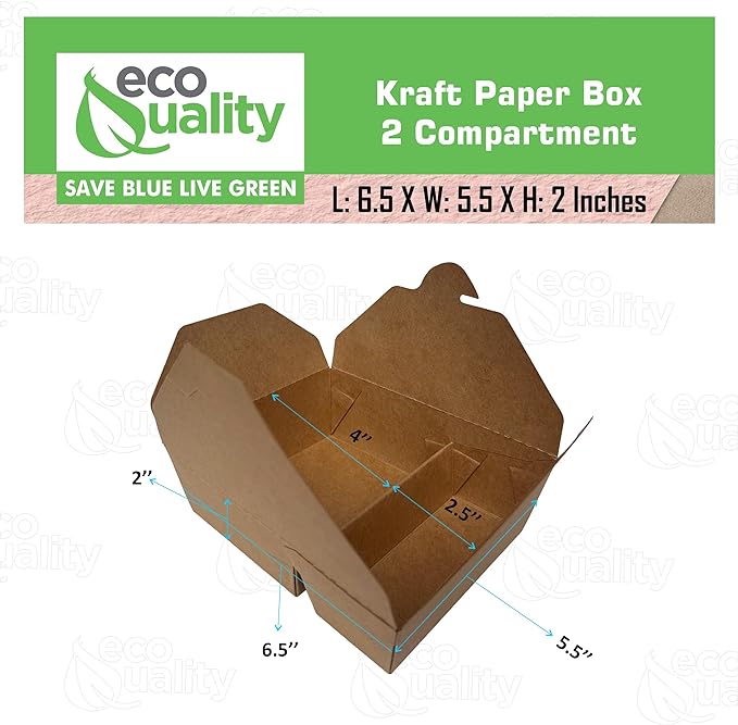 Paper Take Out no assembly container Microwave safe Leak Resistant Kraft Paperboard Food Tray Ecofriendly container Biodegradeable Compostable Food Containers kraft lunchbox folded to go box 26 ounce restaurant supplies food service supplies paper disposables heat resistant box 2 compartment 