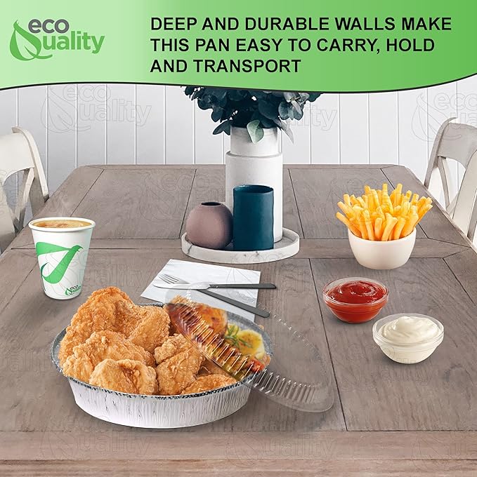 Disposable Round Aluminum Foil Takeout Pans with Clear Dome Lids